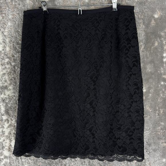 Maggy London Size 16 Floral Lace Midi A Line Skirt Black Zip Lined - Picture 1 of 8